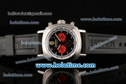 Ferrari Chronograph Automatic Movement Black Dial with White Numeral Marker and Red Subdials-Black Rubber Strap