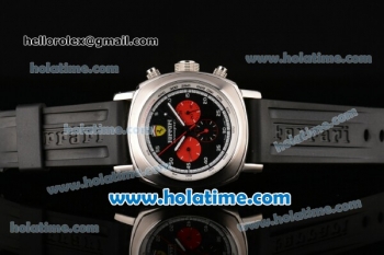 Ferrari Chronograph Automatic Movement Black Dial with White Numeral Marker and Red Subdials-Black Rubber Strap