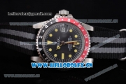 Rolex GMT-Master Asia 2813 Automatic Steel Case with Black Dial Black/Grey Nylon Strap and Yellow Markers