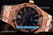 Audemars Piguet Royal Oak 41 Miyota 9015 Automatic Full Rose Gold with Blue Dial and Diamonds Bezel (EF)