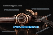 Breguet Marine Big Date Clone Breguet Automatic Rose Gold Case with Brown Dial and Brown Leather Strap