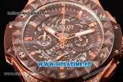 Hublot Big Bang Aero Bang Chrono Miyota Quartz Rose Gold/Diamonds Case with Brown Skeleton Dial Silver Markers and Brown Ceramic Bezel