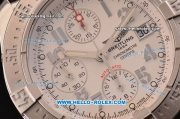 Breitling Avenger Chrono Swiss Valjoux 7750-SHG Automatic Stainless Steel Case Numeral Markers with Brown Leather Strap and White Dial