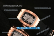 Richard Mille RM007 Miyota 6T51 Automatic Rose Gold Case with Diamonds Dial and Black Rubber Strap