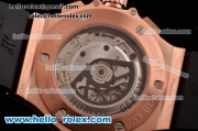 Hublot Big Bang Chrono Clone HUB4100 Automatic Rose Gold/Ceramic Case with Black Rubber Strap Black Dial