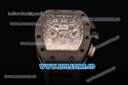 Richard Mille RM 011 Felipe Massa Flyback Chronograph Swiss Valjoux 7750 Automatic Carbon Fiber Case with Skeleton Dial and Black Inner Bezel - 1:1 Original