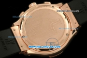 Hublot MDM Chronograph Swiss Quartz Movement Rose Gold Case with Diamond Bezel and Black Rubber Strap