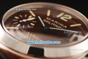 Panerai Marina Militare Pam 036 Asia 6497 Manual Winding Steel Case with Brown Dial and Dark Brown Leather Strap