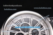 Cartier Ballon Bleu De 45MM Miyota Quartz Steel Case with Black Dial and Black Leather Strap