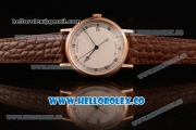 Breguet Classique Miyota 9015 Automatic Rose Gold Case with White Dial and Brown Leather Strap Arabic Numeral Markers - (AAAF)