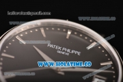 Patek Philippe Calatrava Swiss ETA 2824 Automatic Steel Case with Black Leather Strap Black Dial and Stick Markers