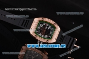 Richard Mille RM010 Miyota 9015 Automatic Rose Gold/Diamonds Case with Skeleton Dial and Green Inner Bezel