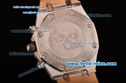 Audemars Piguet Royal Oak Chronograph Miyota OS20 Quartz Steel Case with White/Diamond Dial and Black Leather Strap - 7750 Coating