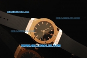 Hublot Classic Fusion Swiss ETA 2824 Automatic Movement Rose Gold Case with Black Dial and Black Rubber Strap