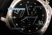 Panerai Luminor Regatta Pam 308 Chronograph Quartz Movement Black Dial with Green Dot Markers and Black Leather Strap
