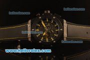 Hublot King Power Chronograph Miyota Quartz PVD Case with Skeleton dial Black Rubber Strap