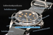 Rolex Submariner Vintage Asia 2813 Automatic Steel Case with Black Dial Yellow Markers and Grey Nylon Strap