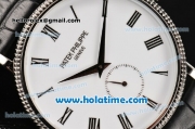 Patek Philippe Calatrava Miyota Quartz Steel Case with Roman Numeral Markers and White Dial