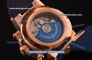 Ulysse Nardin Maxi Marine Chronograph Swiss Valjoux 7750 Automatic Rose Gold Case with Blue Dial and Blue Rubber Strap