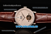 A.Lange&Sohne Saxonia Tourbillon Asia Automatic Steel Case with White Dial Brown Leather Strap and Diamonds Bezel