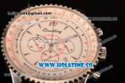 Breitling Montbrillant Chronograph Quartz Movement Silver Case with Beige Dial and Silver Stick Marker-SSband