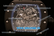 Richard Mille RM 055 Bubba Watson Tourbillon Manual Winding PVD Case with Skeleton Dial Dot Markers and Blue Inner Bezel