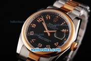Rolex Datejust Automatic Two Tone with Black Dial and Rose Gold Bezel