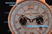 Ulysse Nardin Maxi Marine Chrono Japanese Miyota OS20 Quartz Rose Gold Case with Black Rubber Strap and White/Silver Dial