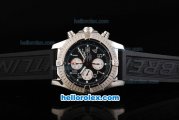 Breitling Avenger Swiss Valjoux 7750 Automatic Movement Steel Case with Black Dial and Grey Numeral Markers-Black Rubber Strap