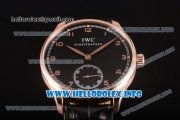 IWC Portuguese Asia 6497 Manual Winding Rose Gold Case with Black Dial and Arbaic Numeral Markers