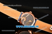 Cartier Rotonde De Asia Manual Winding Rose Gold Case with Blue Dial and White Roman Numeral Markers