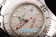 Rolex Yacht-Master Automatic SS Case with Beige Dial-White Markers and Red Second Hand-Visible Back