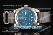 Rolex Milgauss Asia Automatic Steel Case with Blue Dial and Grey Nylon Strap - White Stick Markers