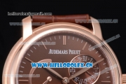 Audemars Piguet Jules Audemars Dual Time Asia ST25 Automatic Rose Gold Case Brown Dial Stick Markers and Brown Leather Strap