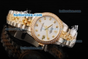 Rolex Datejust Automatic Movement White Dial with Diamond Markers/Bezel and Two Tone Strap