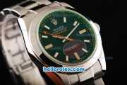 Rolex Milgauss Oyster Perpetual Full Steel with Black Dial and Orange Second Hand-Green Glass