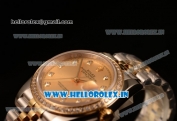 Rolex Datejust 37mm Swiss ETA 2836 Automatic Two Tone with Gold Dial and Diamods Markers Diamonds Bezel