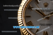 Rolex Day-Date Clone Rolex 3255 Automatic Yellow Gold Case/Bracelet with Silver Dial and Roman Numeral Markers