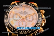 Rolex Daytona Chrono Swiss Valjoux 7750 Automatic Yellow Gold Case with Ceramic Bezel Stick Markers and White MOP Dial (BP)