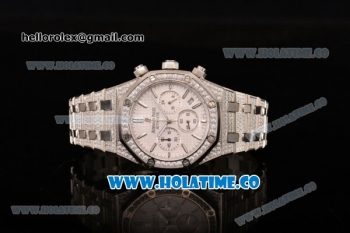 Audemars Piaget Royal Oak 41MM Chronograph Steel/Diamonds Case with White Dial and Stick Markers (EF)