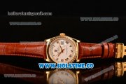 Rolex Day-Date Asia 2813/Swiss ETA 2836/Clone Rolex 3135 Automatic Yellow Gold Case with Roman Numeral Markers and White Dial (BP)