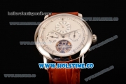 Vacheron Constantin Malte Tourbillon Asia Automatic Steel Case with White Dial and Brown Leather Strap - Stick Markers