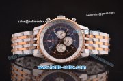 Breitling Navitimer Chronograph Miyota Quartz Two Tone Case/Strap with Black Dial