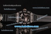 Richard Mille Tourbillon RM 057 Dragon Swiss ETA 2824 Automatic PVD&Diamond Case with Black Rubber Strap and Silver Dragon Dial - 1:1 Original