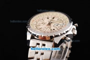 Breitling Bentley Motors Swiss Valjoux 7750 Chronograph Movement Full Beige Dial with Silver Stick Marker and SS Strap