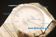 Omega Constellation Co-Axial Swiss ETA 2824 Automatic Full Steel with White Dial and Silver Stick Markers-(35mm)