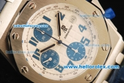 Audemars Piguet Royal Oak Offshore Chronograph Swiss Valjoux 7750 Automatic Movement Steel Case with Blue Markers and Blue Leather Strap