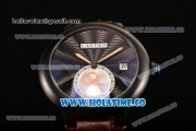 Cartier Rotonde De Miyota Quartz PVD Case with Black Dial and Brown Leather Strap