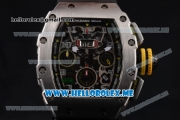 Richard Mille RM 011 Felipe Massa Flyback Swiss Valjoux 7750 Automatic Steel Case with Skeleton Dial and Black Rubber Strap Arabic Numeral Markers