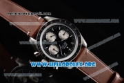 Omega Speedmaster Copy Venus 75 Manual Winding Steel Case with Black Dial Brown Leather Strap and Stick Markers (EF)